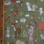 Preview: Baumwolljersey Mädchen mit Hase und Reh grün – FVJ